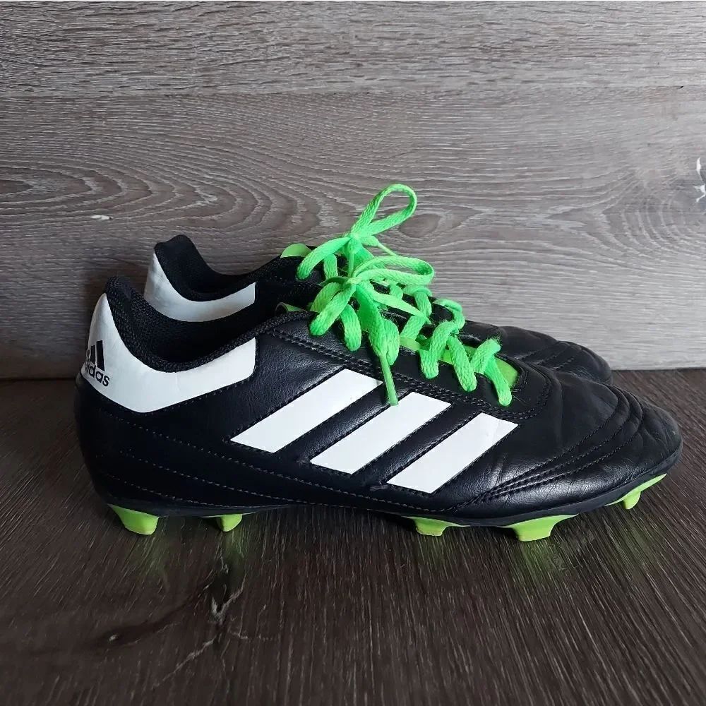 Adidas Goletto Vi Fg J Black/White/Green Soccer Shoes ( BB0570 ) Size US 6